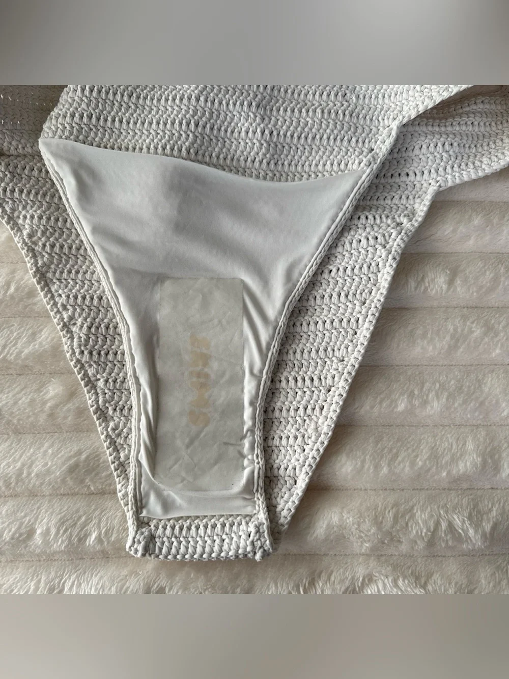 NWT SKIMS Crochet Swim Bikini Bottoms White Textured 3X Size